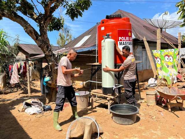 Polda Sumut Hadirkan Air Bersih untuk Warga Hutanabolon, Pasang Filter Air Nanotec pada Sumur Bor