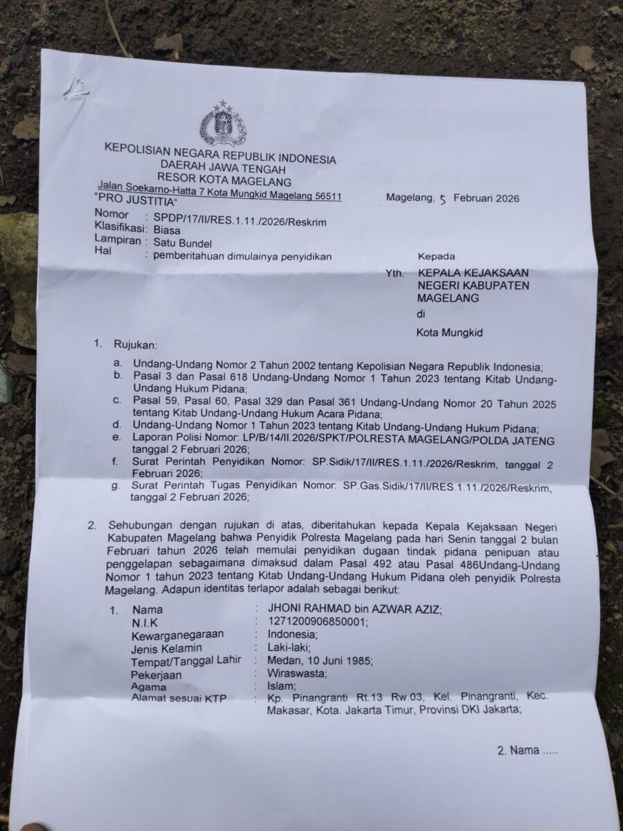 Polresta Magelang Polda Jawa Tengah Selidiki Kasus Penipuan Ratusan Juta Rupiah Modus Loloskan Seleksi Bintara TNI AU Gelombang 2 Tahun 2025