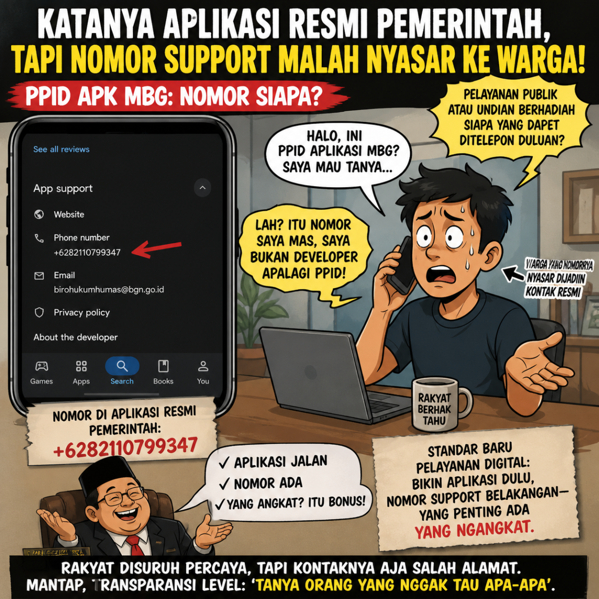 Nomor Dukungan Aplikasi PPID BGN Diduga Salah Cantum, Warga Jadi Kontak Tanpa Tahu