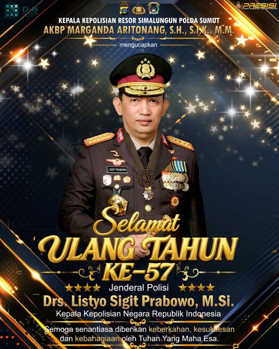Polres Simalungun Ucapkan Selamat Ulang Tahun ke-57 Kapolri Jenderal Listyo Sigit Prabowo, Wujud Nyata Polri Humanis dan Berintegritas