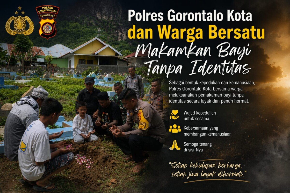 Polres Gorontalo Kota dan Warga Bersatu Makamkan Bayi Tanpa Identitas