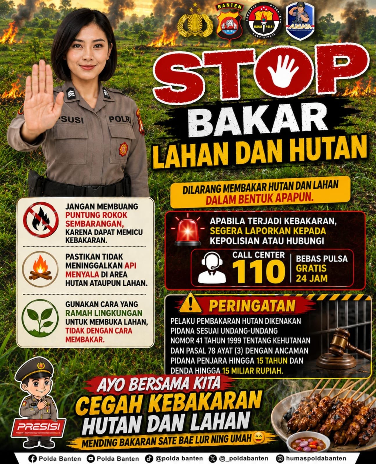Polda Banten Ajak Masyarakat Cegah Kebakaran Hutan dan Lahan
