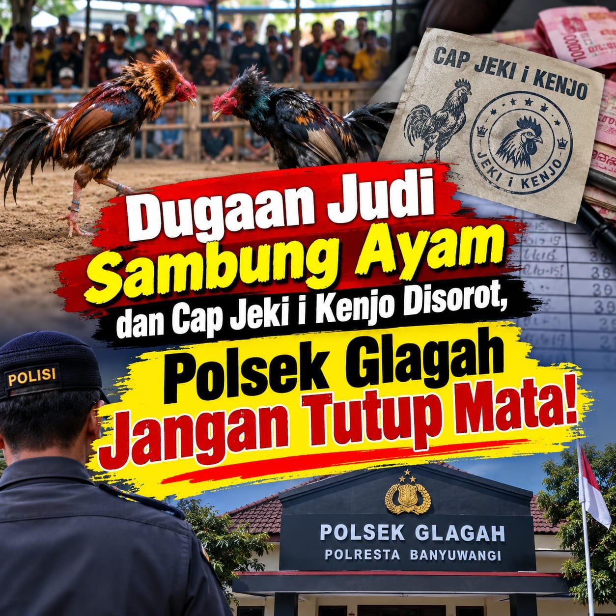 Dugaan Judi Sambung Ayam dan Cap Jeki di Desa Kenjo Disorot, Polsek Glagah Jangan Tutup Mata!
