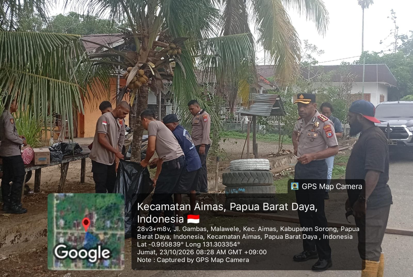Wujudkan Lingkungan Bersih dan Hijau, Polres Sorong Gelar Kerja Bakti Green Policing di Aimas