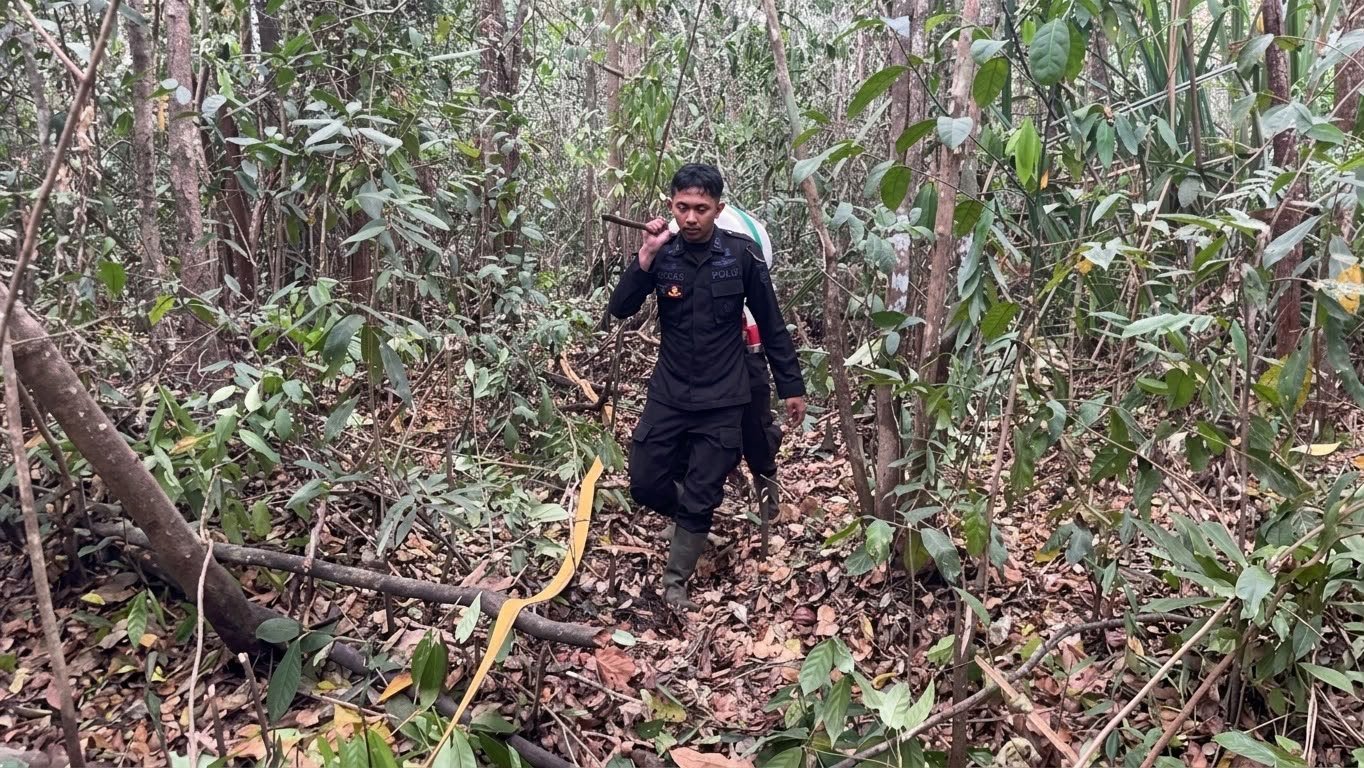 Hadapi Medan Ekstrem, Personel Satbrimob Polda Kalteng Terus Padamkan Karhutla di Taman Nasional Tanjung Puting