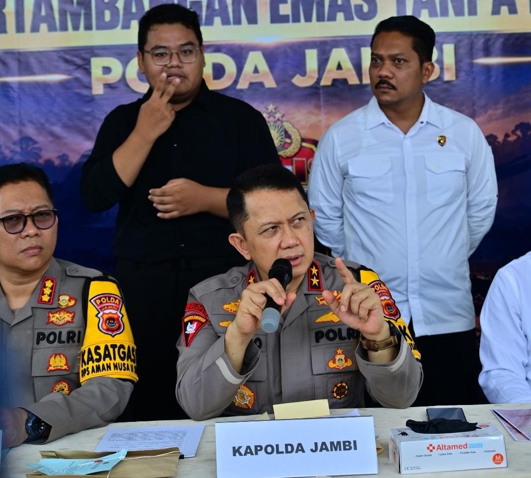 Polda Jambi Gelar Konferensi Pers, Ungkap 32 Kasus PETI Sepanjang Januari–Oktober 2026